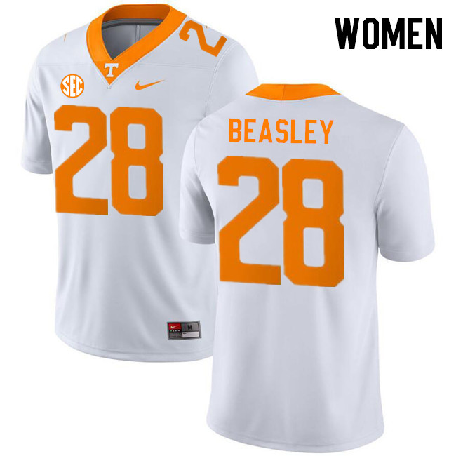 Women #28 Kaleb Beasley Tennessee Volunteers College Football Jerseys Stitched-White